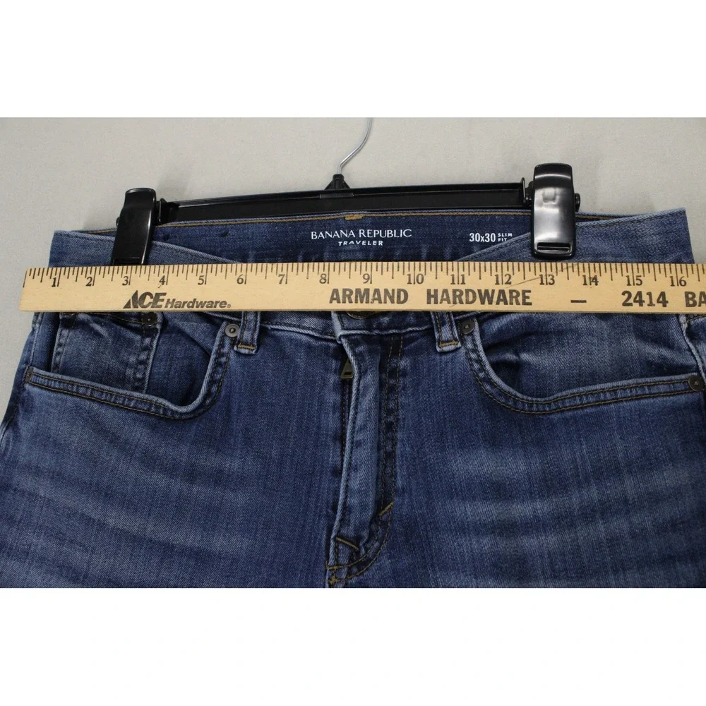 Banana Republic Jeans Traveler Slim Mens 30x21 Raw Hem Denim Cropped